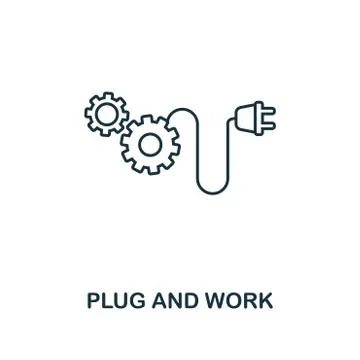 Plug And Work icon. Thin line style industry 4.0 icons collection. UI and UX Stock Illustration