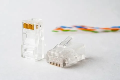 Plug to connect the Internet. Plug RJ45. Fotos Stock