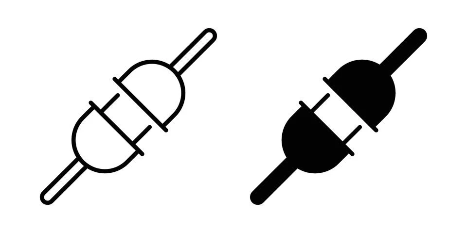 Plug connection icon pack with silhouette and stroke web icons Stock Illustration