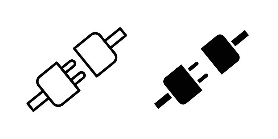 Plug connection icon silhouette vector set. thin line pack 스톡 일러스트