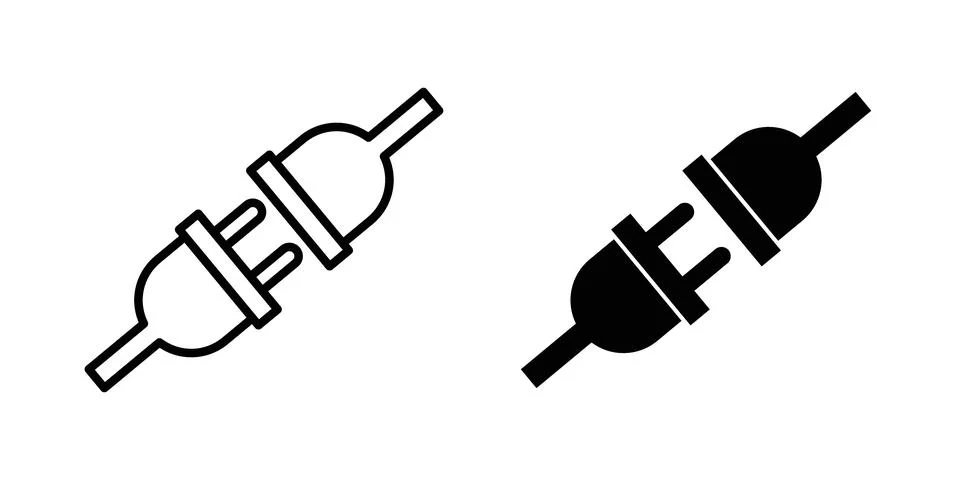 Plug connection icon symbol. Flat and Stroke Vector illustration Stock Illustration