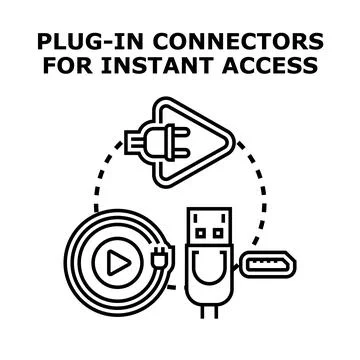 Plug in connectors enabling instant digital access and streaming Stock Illustration
