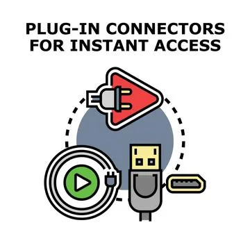 Plug in connectors enabling instant digital access and streaming Stock Illustration