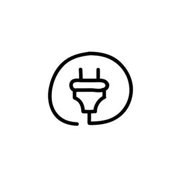 Plug doodle icon, vector color line illustration Stock Illustration