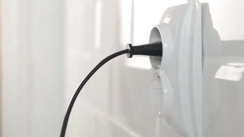 Plug in Electrical Cord in Socket, Plugging Devices, Electric Power View, Save Stock Footage 236630590
