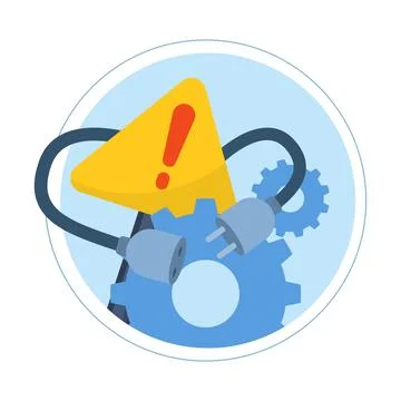 Plug error concept, Electrical socket with plug. cable disconnected. 库存插图