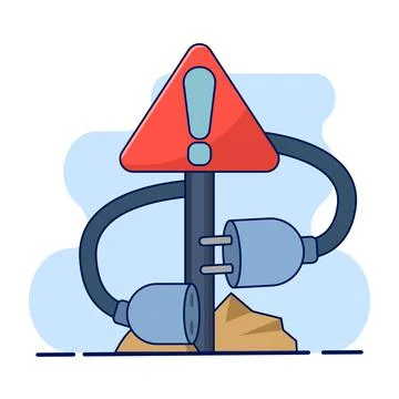 Plug error concept, Electrical socket with plug. cable disconnected. 库存插图