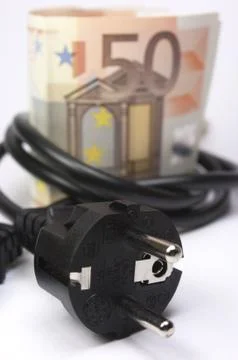 Plug with euro banknotes Stock Photos