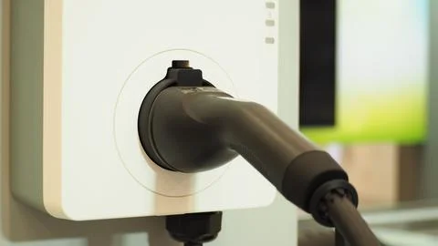 Plug for EV charging station Stock Photos