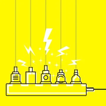 Plug in full power outlet, overload charger  - short circuit Stock-Illustration