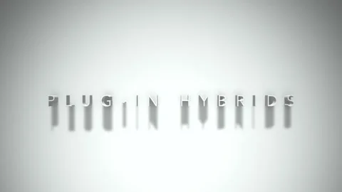 PLUG-IN HYBRIDS 3D title animation with shadows on a white background Video stock 296787504