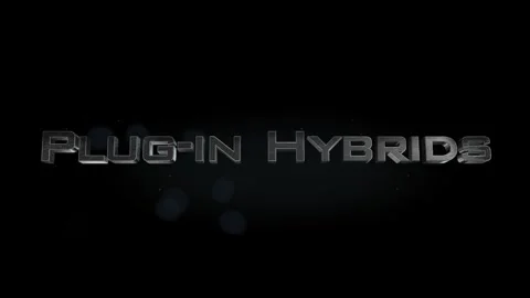 Plug-in Hybrids title metal text on black alpha channel background Video stock 295889592