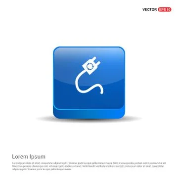 Plug Icon - 3d Blue Button Stock Illustration
