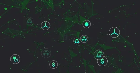 Plug icon appearing, icons emerging from edges and drifting inward, visualizing Stock Footage 330621579