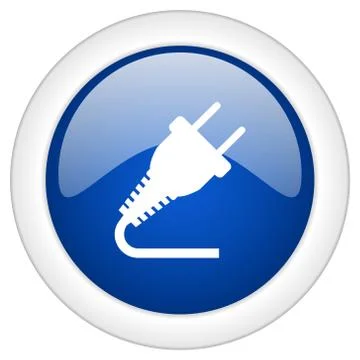 Plug icon, circle blue glossy internet button, web and mobile app illustratio Stock Illustration
