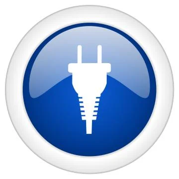 Plug icon, circle blue glossy internet button, web and mobile app illustratio 스톡 일러스트