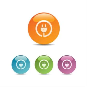 Plug icon on colored bubbles Stock Illustration