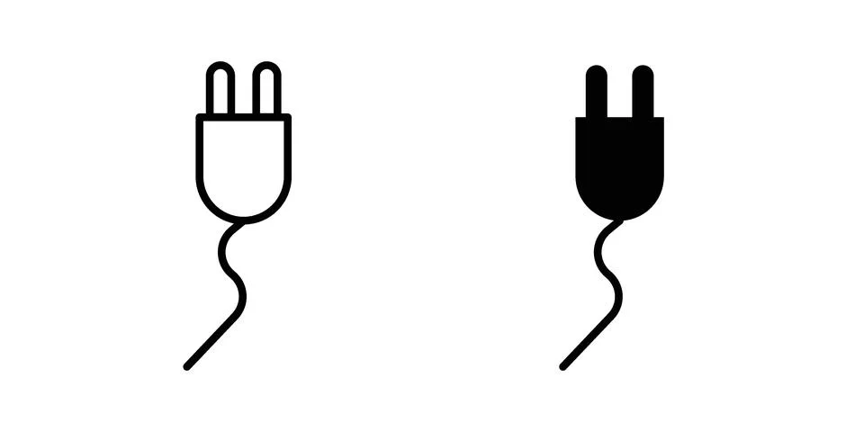 Plug icon drawing lines. Silhouette style vector bundle イラスト素材