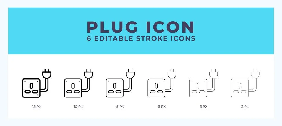 Plug icon. Editable stroke line icon vector illustration. Stock Illustration