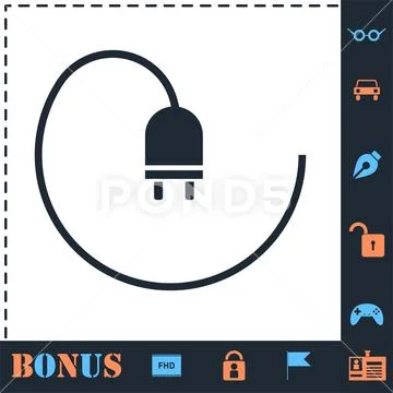 Plug icon flat Illustration