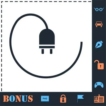 Plug icon flat Stock Illustration