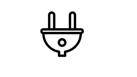 A plug icon illustrating an electrical connection point for devices. Stock Footage 334766298