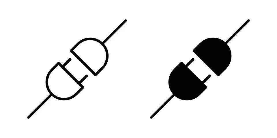 Plug icon pack with silhouette and stroke web icons Stock Illustration