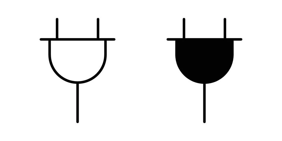 Plug icon pack with silhouette and stroke web icons Stock Illustration
