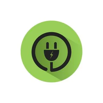 Plug icon with shadow on a green circle Stock Illustration