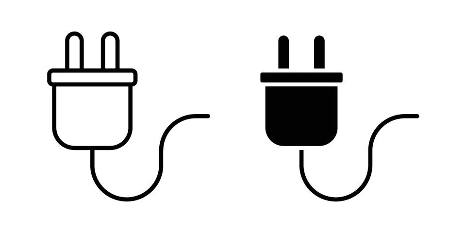 Plug icon silhouette vector set. thin line pack Stock Illustration