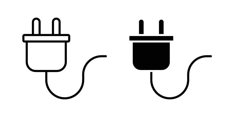 Plug icon silhouette vector set. thin line pack Stockillustratie