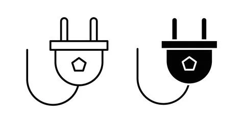 Plug icon. Style is flat and line symbol Stock Illustration