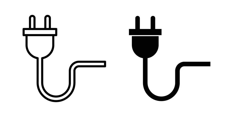 Plug icon symbol. Flat and Stroke Vector illustration Stock Illustration