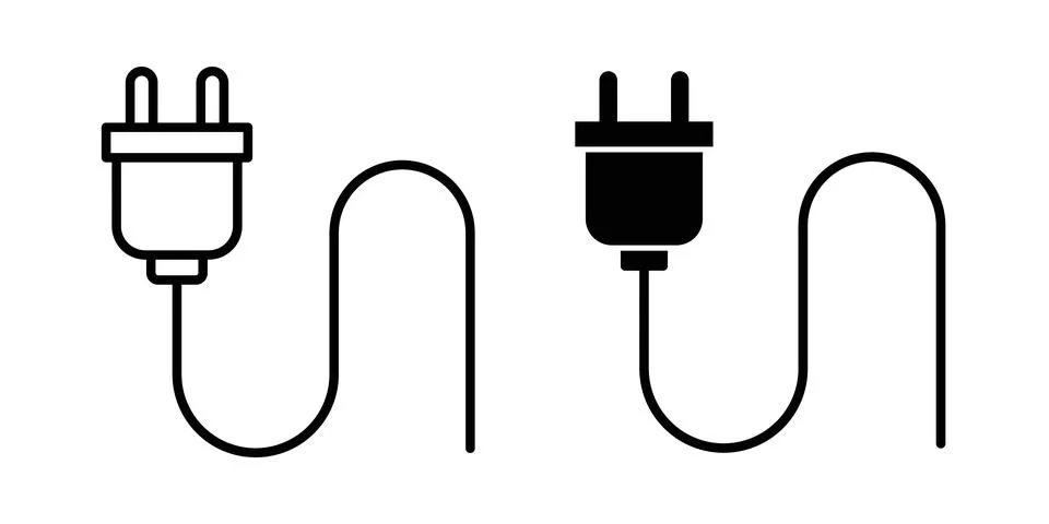 Plug icon symbol. Flat and Stroke Vector illustration Ilustración de archivo