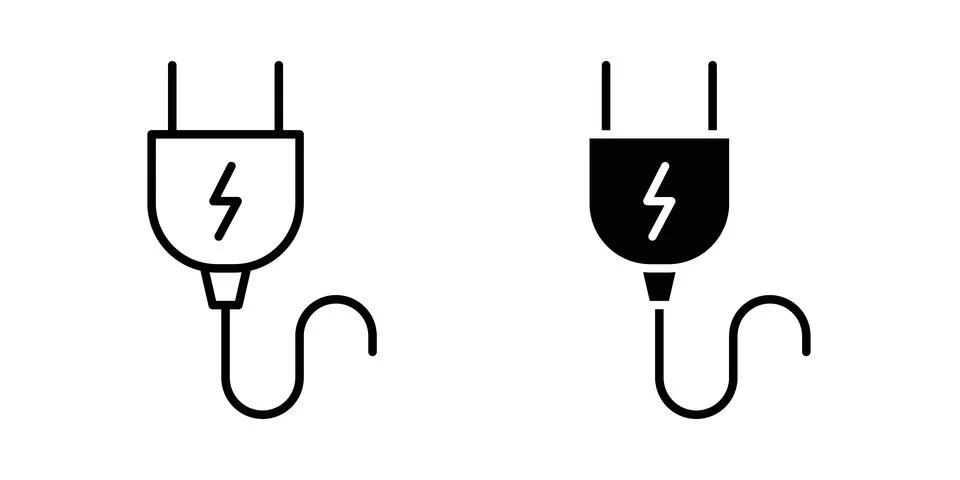 Plug icon thin line and clipart style vector set Illustrazione stock