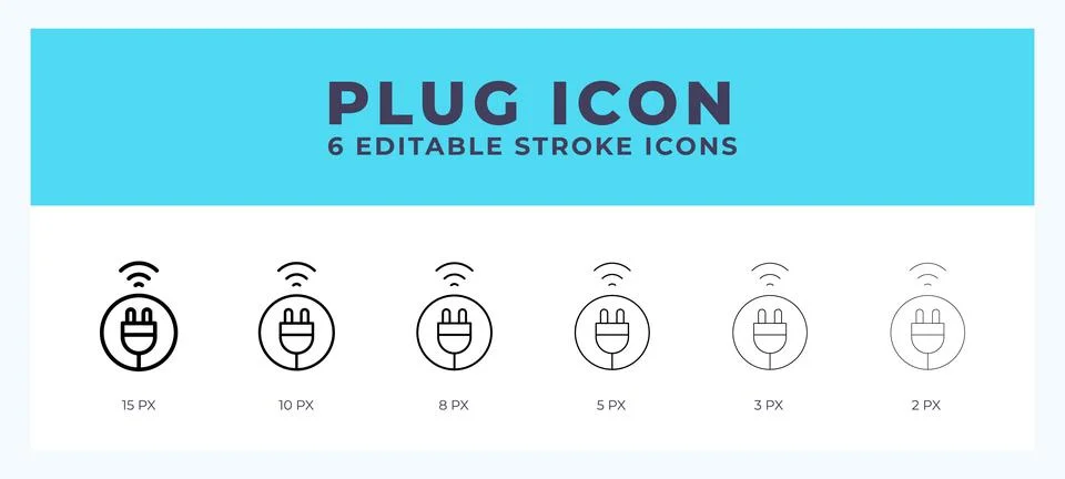 Plug icon vector for web. And mobile app. Editable stroke outline icon. Stock Illustration