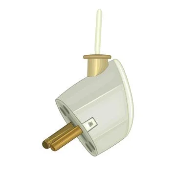 Plug isolated on white background. White electric plug hanging on cord. Stock Illustration