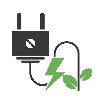 Plug with leaves and lightning bolt Stock Illustration