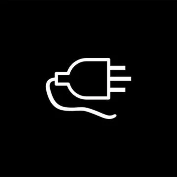 Plug Line Icon On Black Background. Black Flat Style Vector Illustration イラスト素材