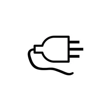 Plug Line Icon In Flat Style Vector For Apps, UI, Websites. Black Icon Vector Illustrazione stock