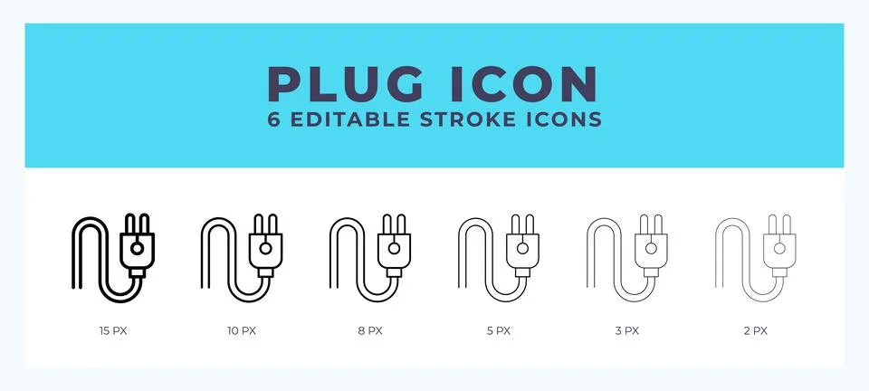 Plug line icon illustrations with editable strokes. Stock Illustration