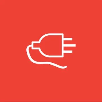 Plug Line Icon On Red Background. Red Flat Style Vector Illustration Stockillustratie