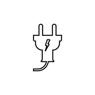 Plug line icon, vector illustration black on white background Stock Illustration
