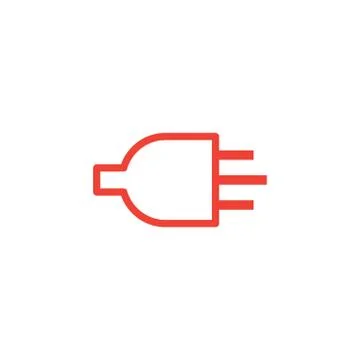 Plug Line Red Icon On White Background. Red Flat Style Vector Illustration. Stock Illustration