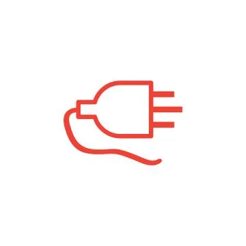 Plug Line Red Icon On White Background. Red Flat Style Vector Illustration. イラスト素材