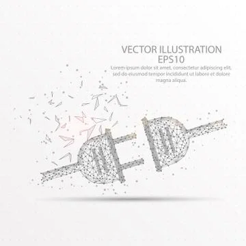 Plug in low poly wire frame on white background. Stock Illustration