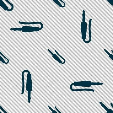 Plug, mini jack icon sign. Seamless pattern with geometric texture. Vector Illustrazione stock