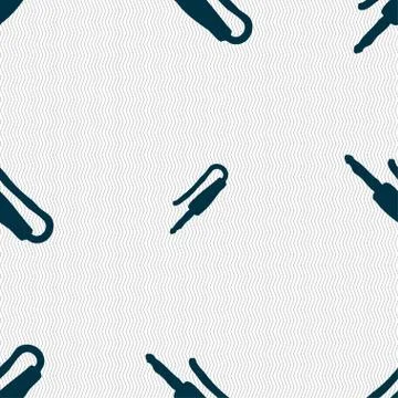 Plug, mini jack icon sign. Seamless pattern with geometric texture. Vector Illustrazione stock
