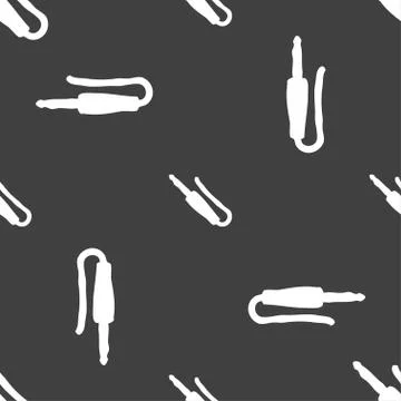 Plug, mini jack icon sign. Seamless pattern on a gray background. Vector Stockillustratie
