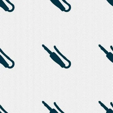 Plug, mini jack icon sign. Seamless pattern with geometric texture. Stock Illustration